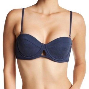 TAVIK Swimwear Corsica Navy Blue Textured Bikini Swim Top Women Size Large New